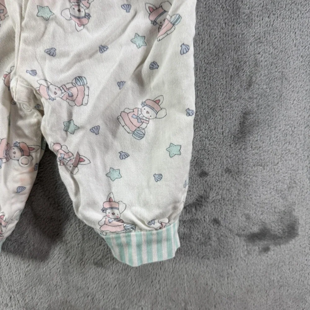 Vintage OshKosh‎ B'gosh Overall Girls 0-3 Months White Bunny Easter Vestbak